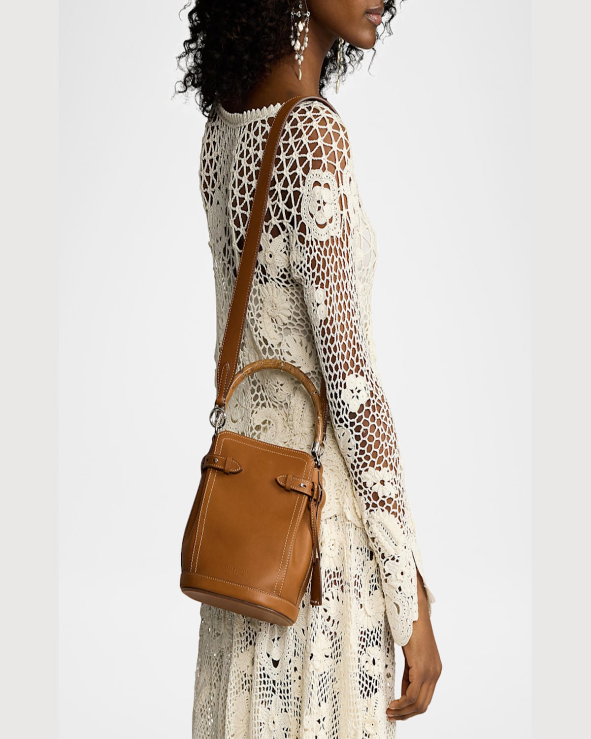 Ralph Lauren The Ralph Small Leather Bucket Bag In Rl Brown