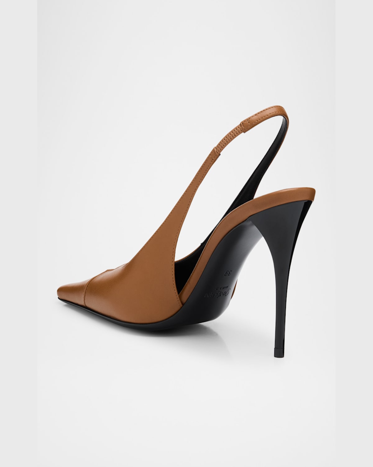 Saint Laurent Leather Babylone Slingback Pumps 90 In Chestnut