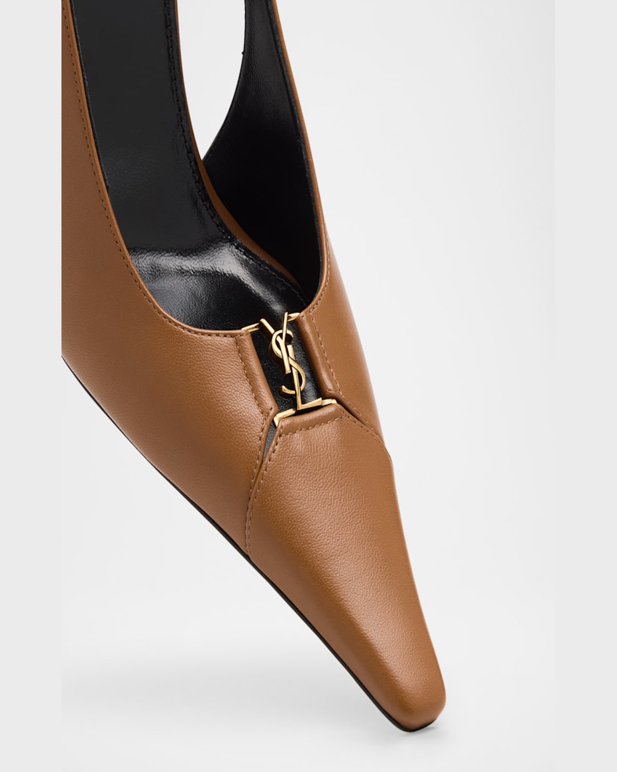 Saint Laurent Leather Babylone Slingback Pumps 90 In Chestnut