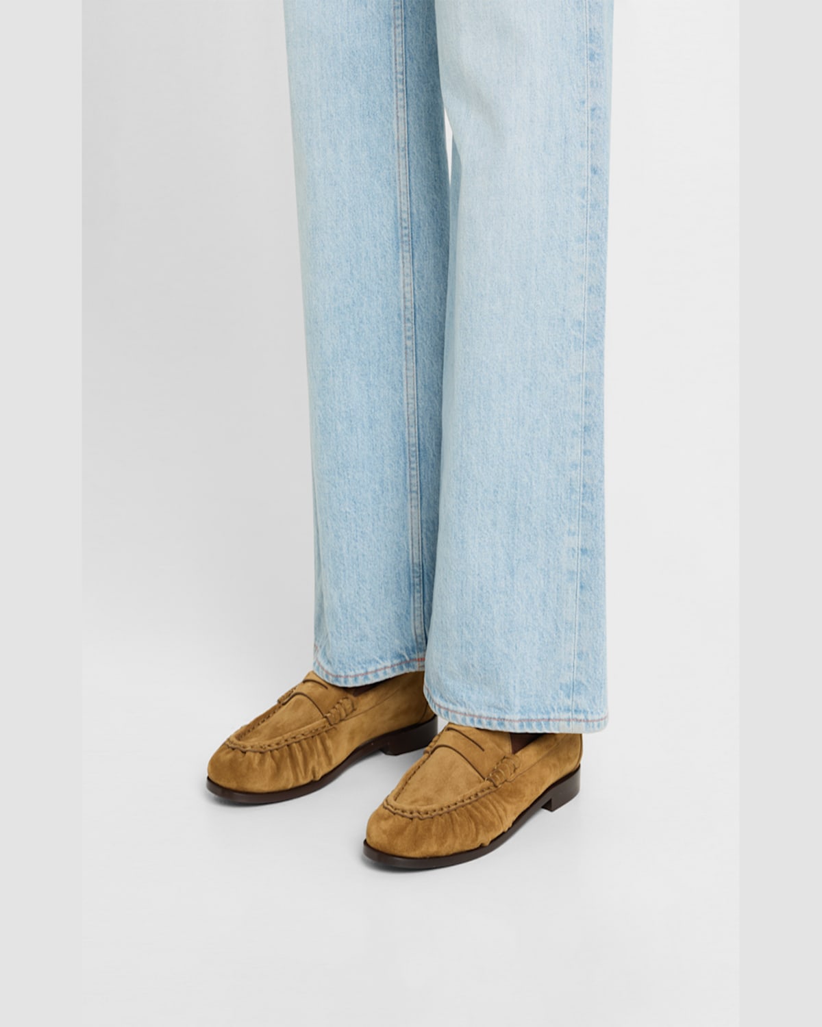Saint Laurent Camel Suede Le Loafer Loafers In Brown