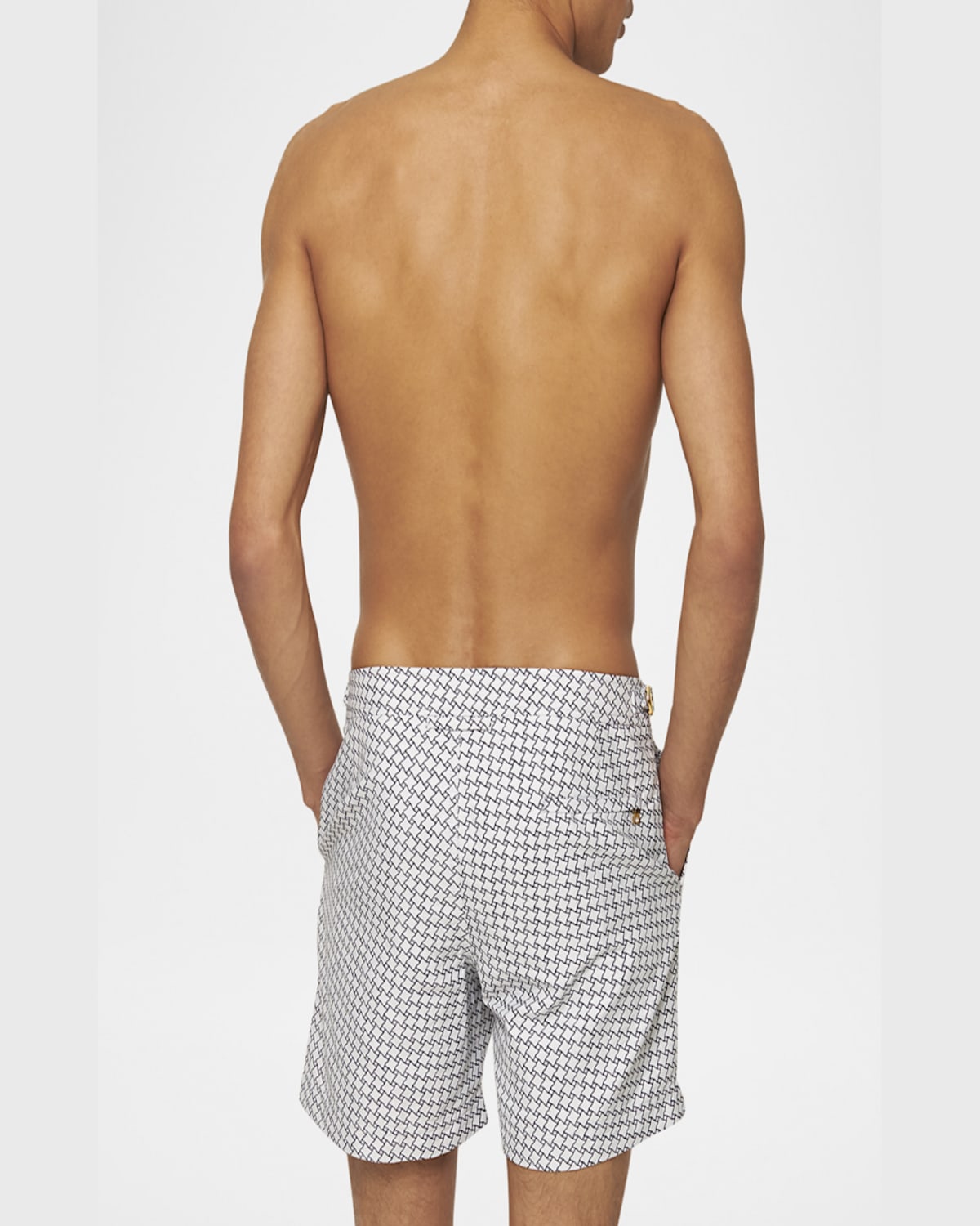 Orlebar Brown Bulldog Jacquard High Low Geo Swim Trunks In White