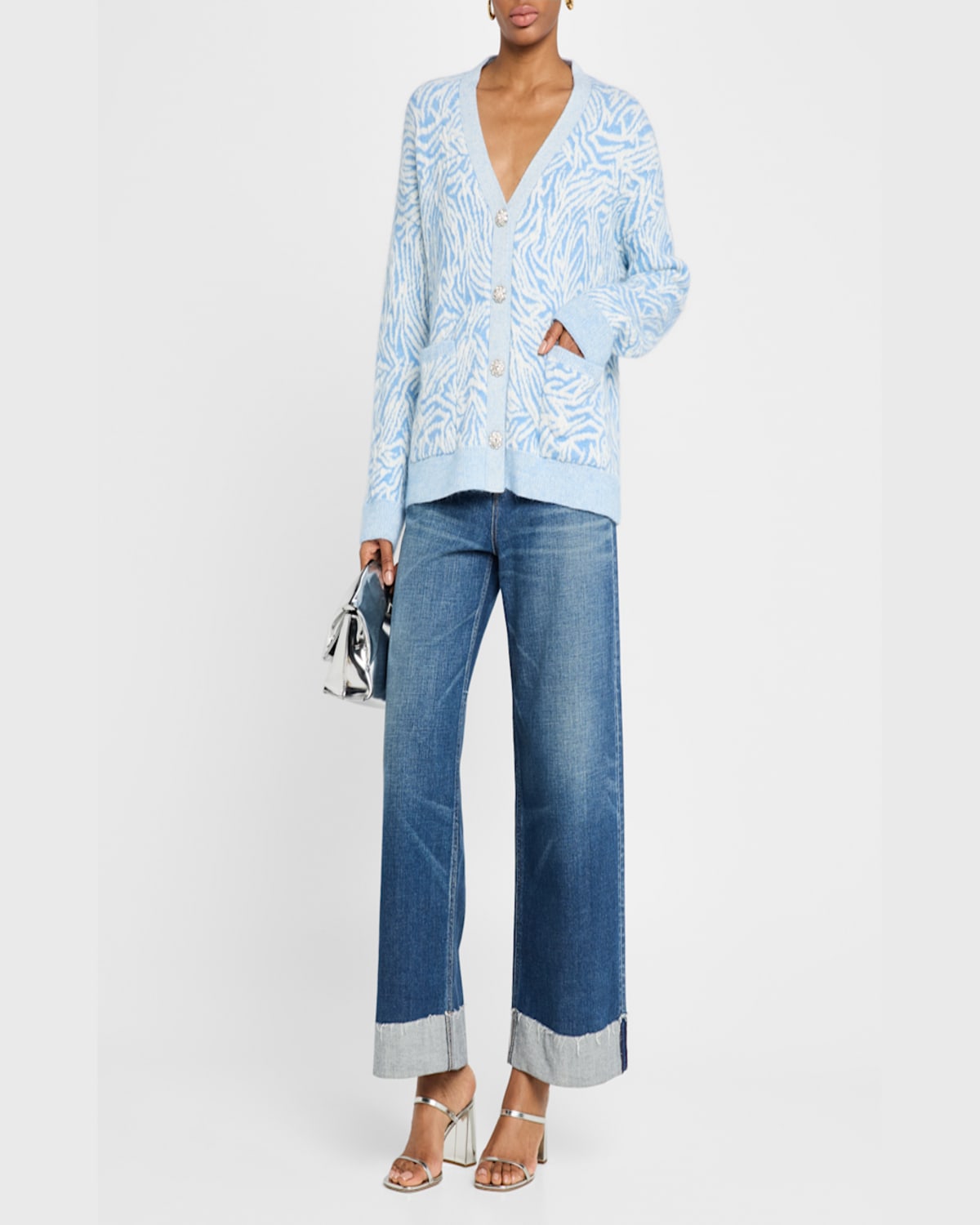 Moussy Vintage Levittown Wide-leg Cuffed Jeans In Blue
