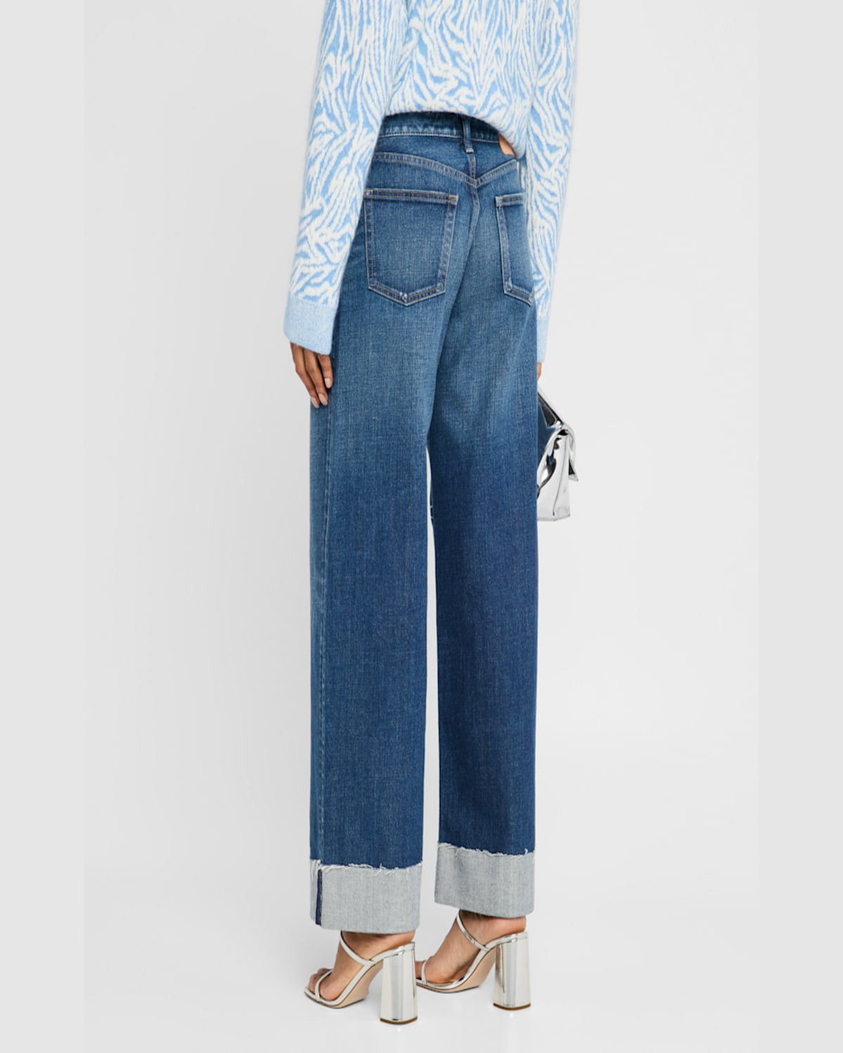 Moussy Vintage Levittown Wide-leg Cuffed Jeans In Blue