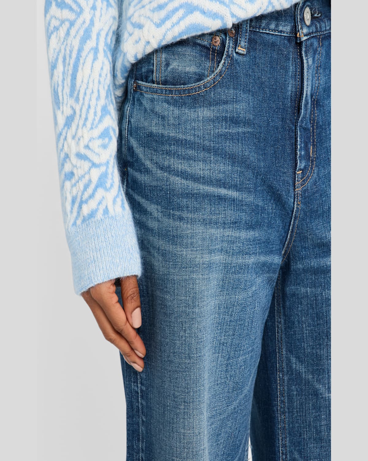 Moussy Vintage Levittown Wide-leg Cuffed Jeans In Blue