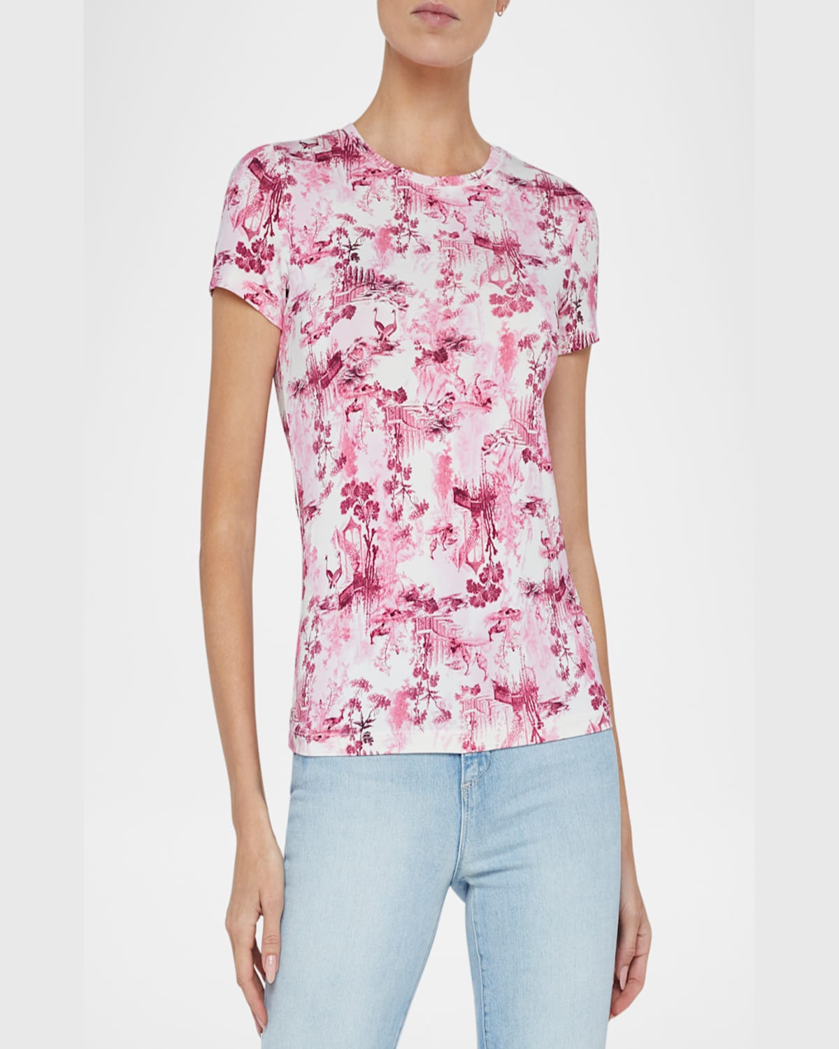 Shop L Agence Ressi Short-sleeve Porcelain Tee In Wh Pk Porcelain Renaissance