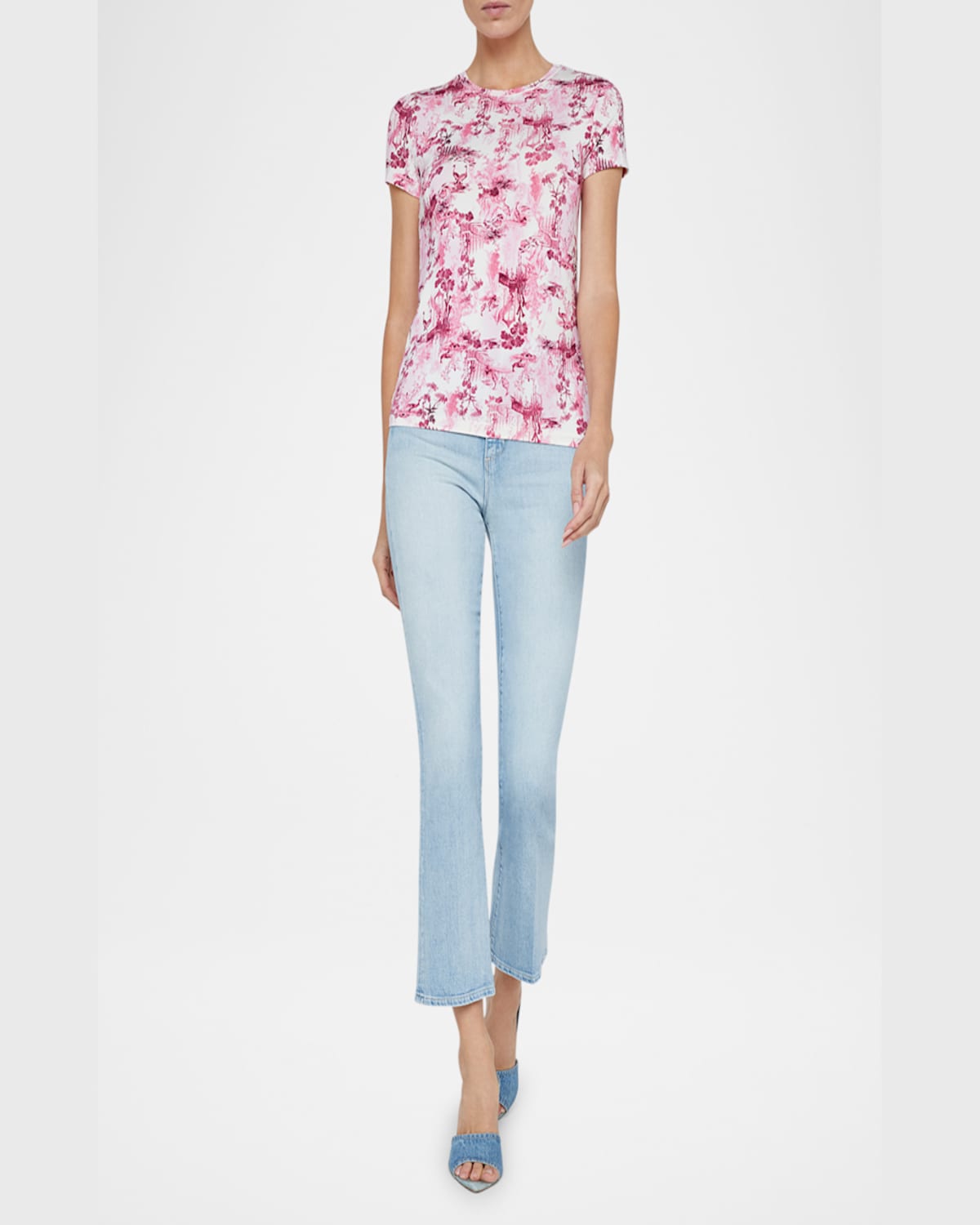 Shop L Agence Ressi Short-sleeve Porcelain Tee In Wh Pk Porcelain Renaissance