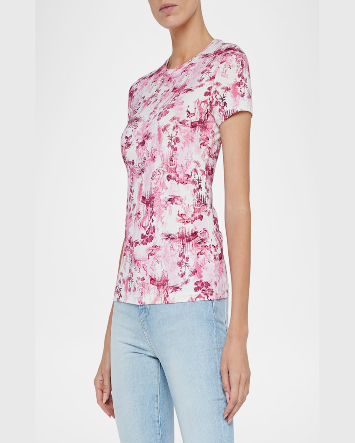 Shop L Agence Ressi Short-sleeve Porcelain Tee In Wh Pk Porcelain Renaissance