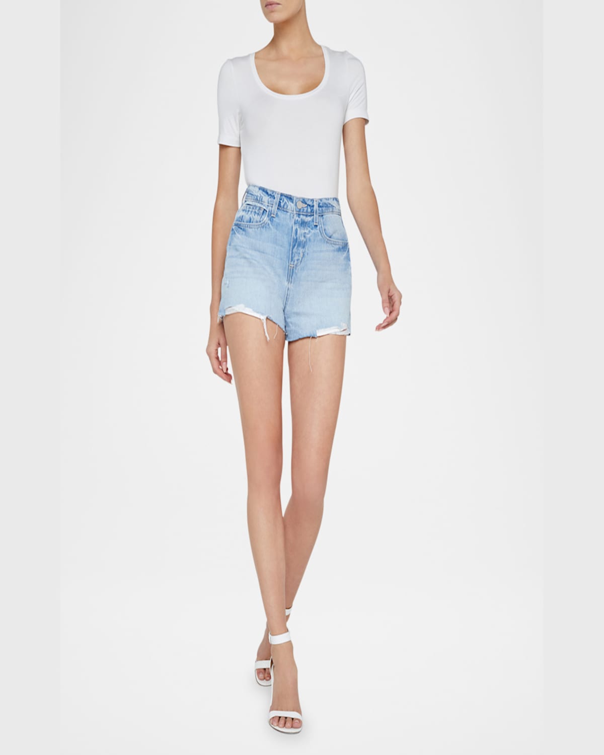 L'agence Clark High-rise Cut-off Denim Shorts In Fontana Destruct