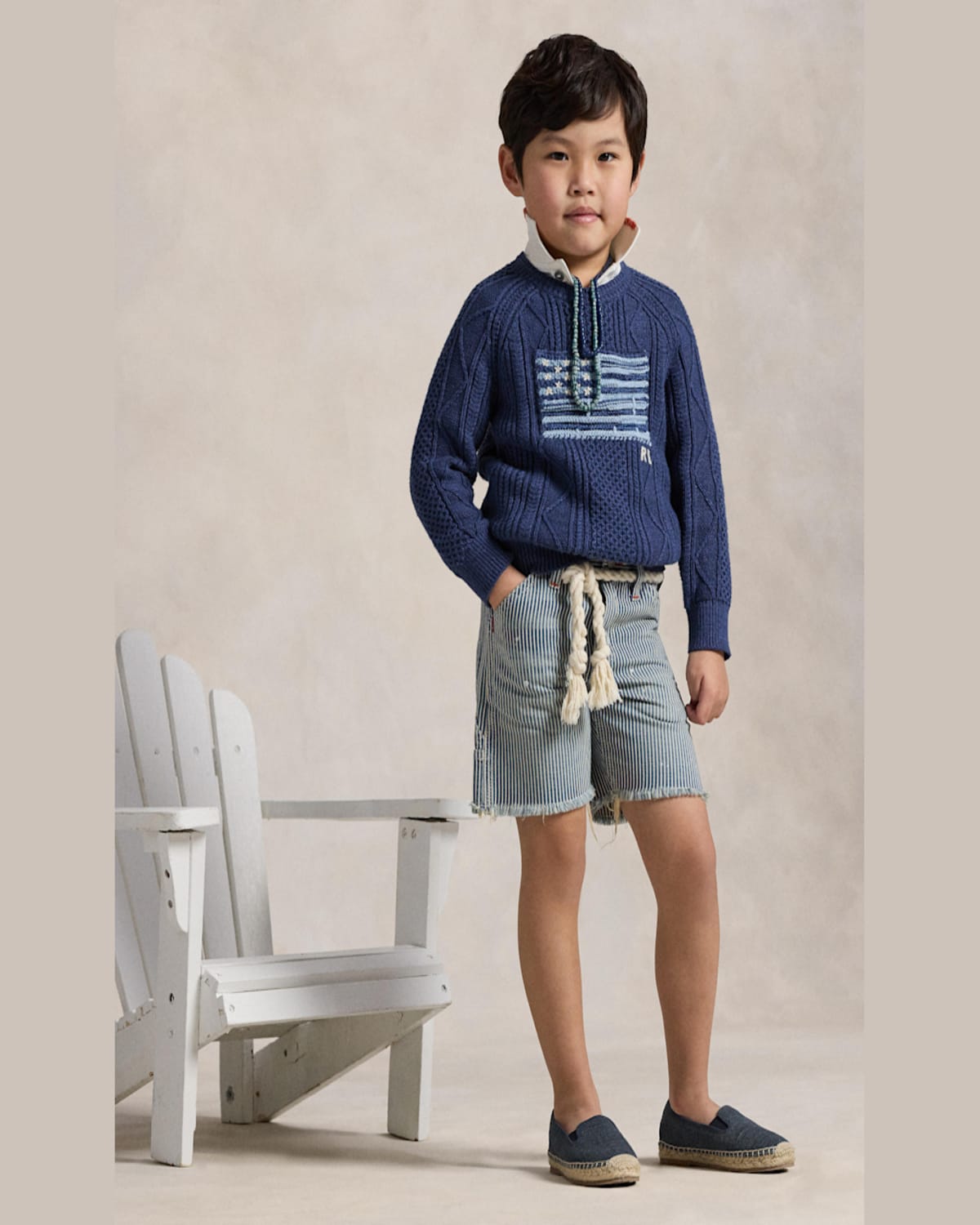 Ralph Lauren Boy's Cotton Faded Flag Sweater In Navy
