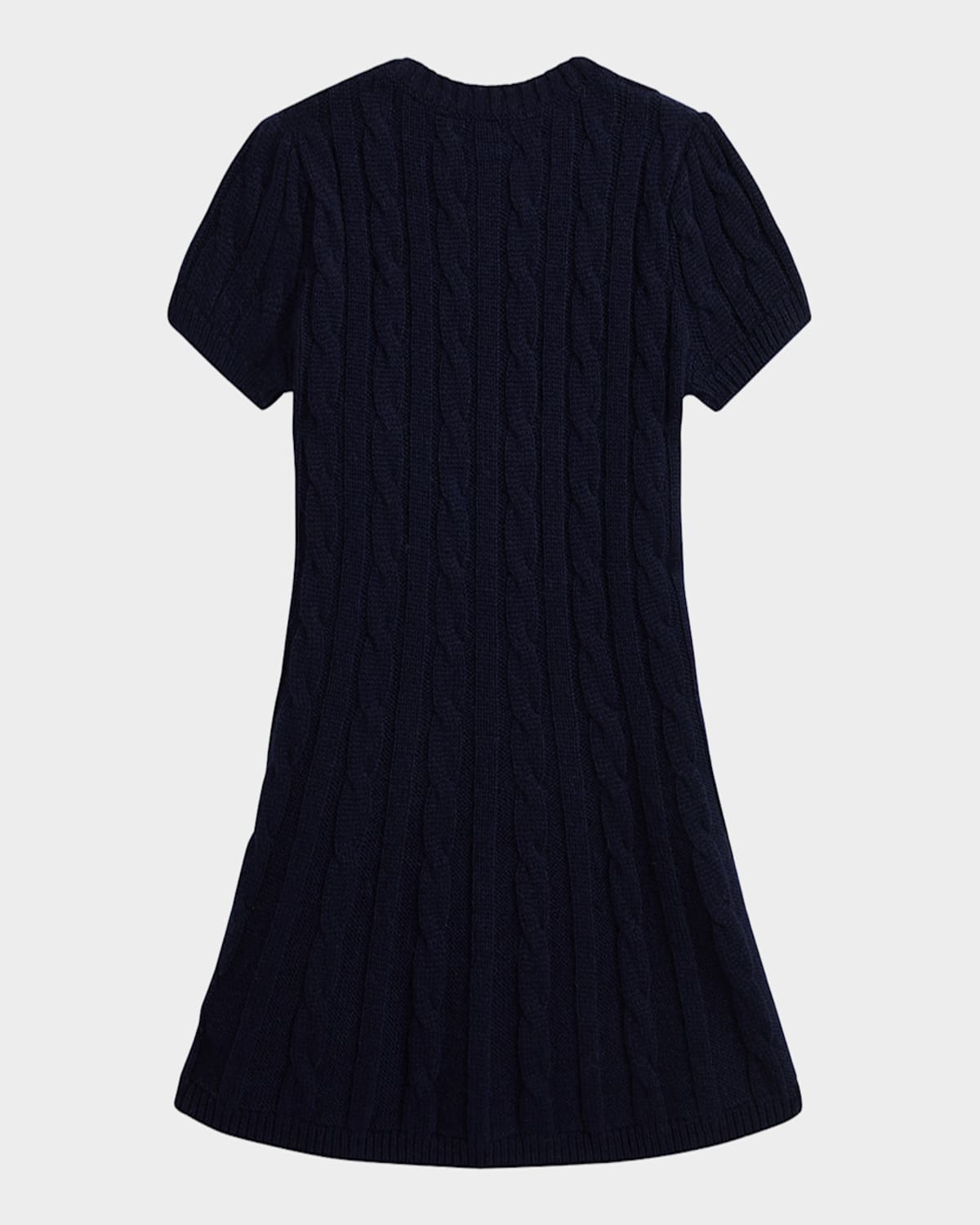 Ralph Lauren Girl's American Flag Cashmere Cable Knit Dress In Refined Navy Multi