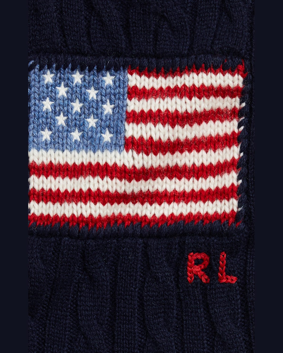 Ralph Lauren Girl's American Flag Cashmere Cable Knit Dress In Refined Navy Multi