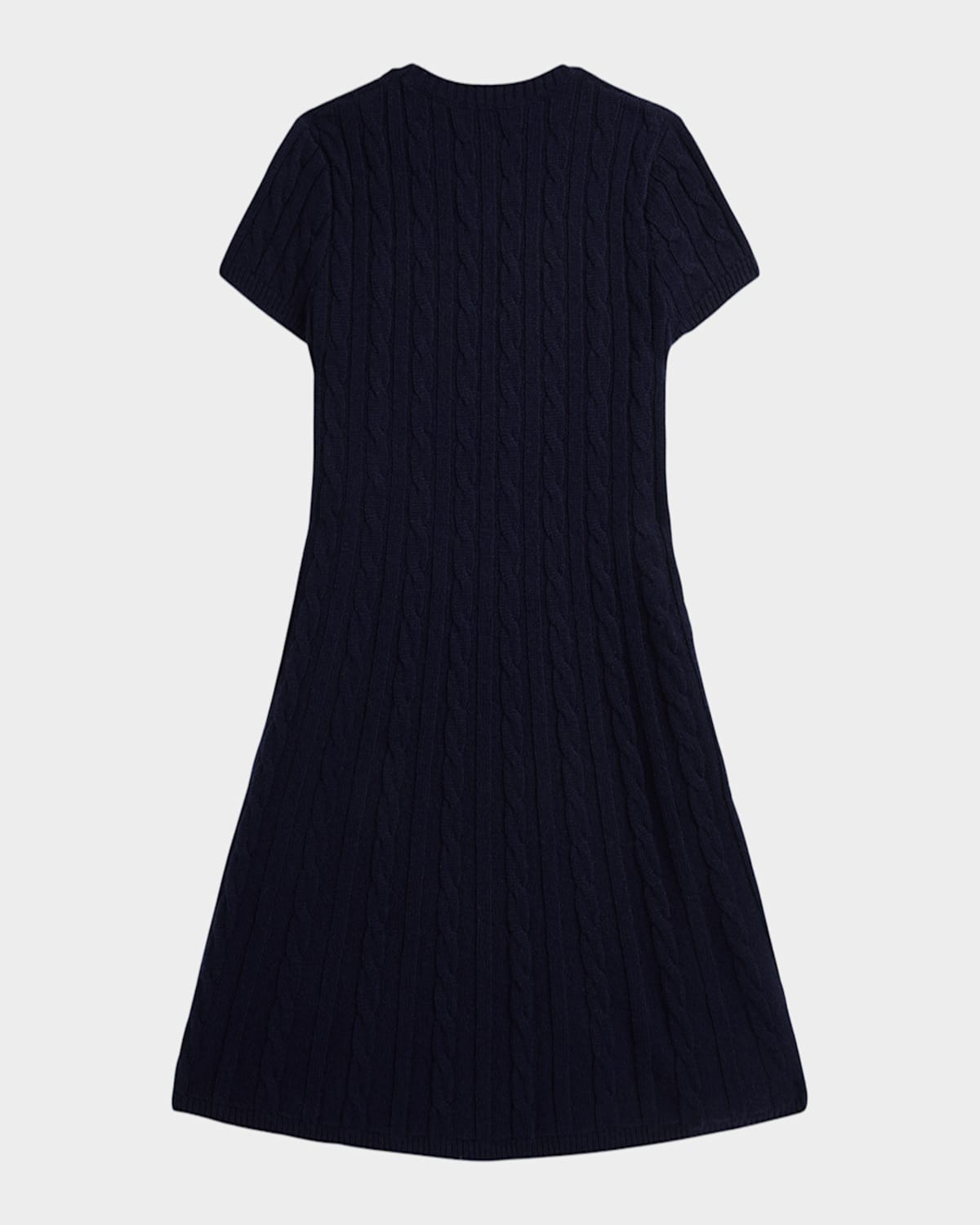 Ralph Lauren Girl's American Flag Cashmere Cable Knit Dress In Refined Navy Multi