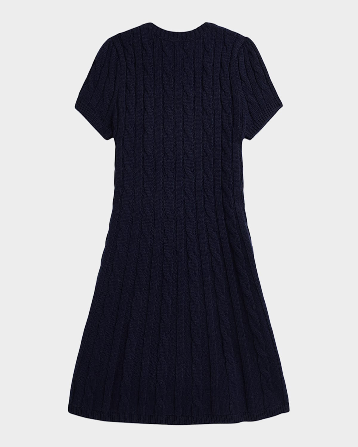 Ralph Lauren Girl's American Flag Cashmere Cable Knit Dress In Refined Navy Multi
