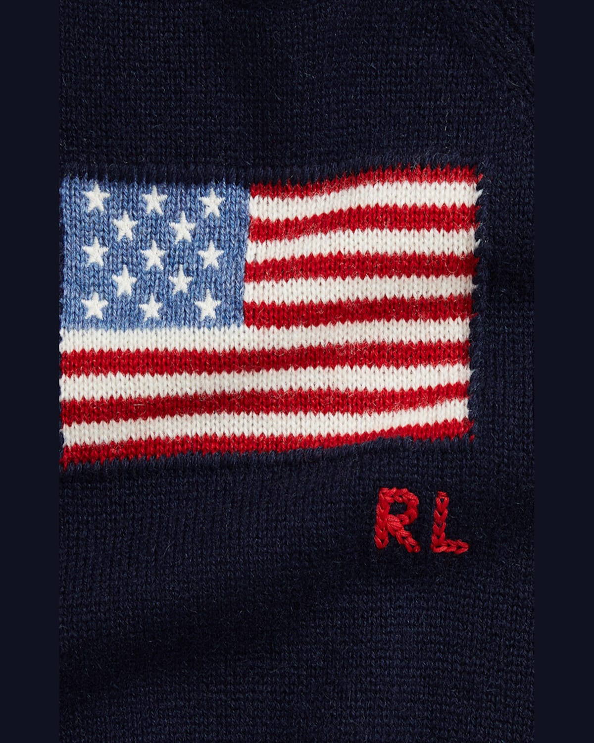 Ralph Lauren Boy's American Flag Cashmere Romper In Refined Navy