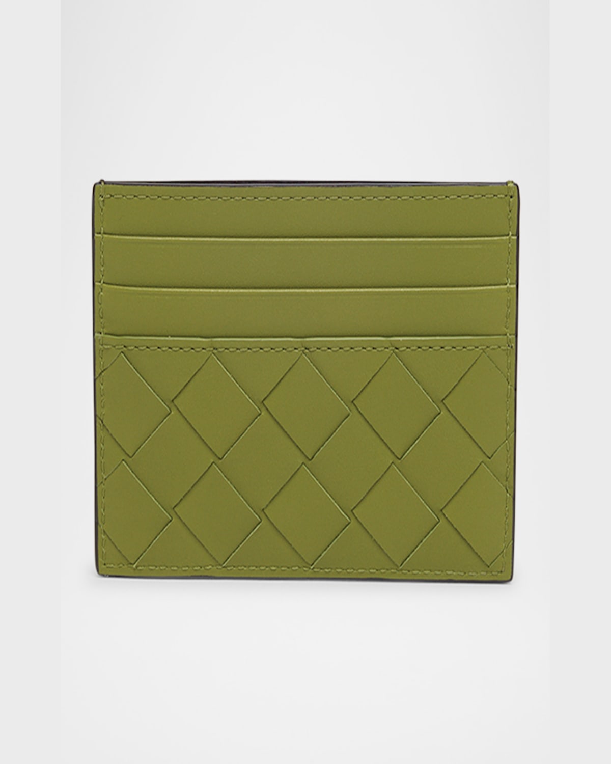 Bottega Veneta Men's Intrecciato 15 Leather Card Holder In Brown Multi