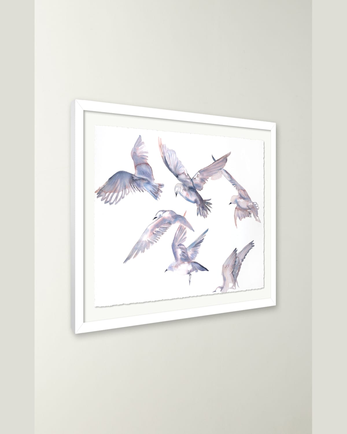 RFA FINE ART SEAGULLS IN FLIGHT FRAMED GICLEE PRINT BY ELIZABETH BECKER 