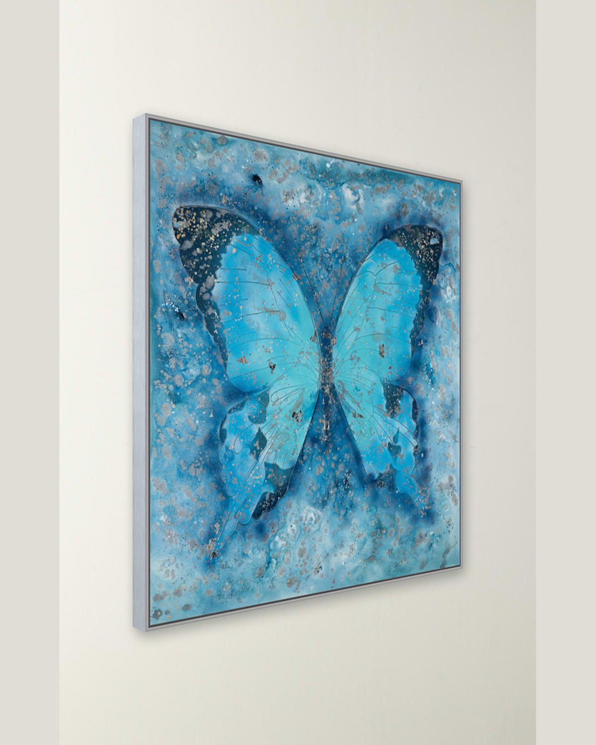 Rfa Fine Art Blue Butterfly Hand-embellished Giclee By H. Scott In Blue