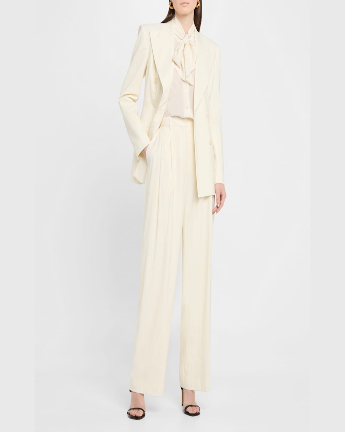 Salon 1884 Basso Lavellire Silk Crepe De Chine Blouse In Perla