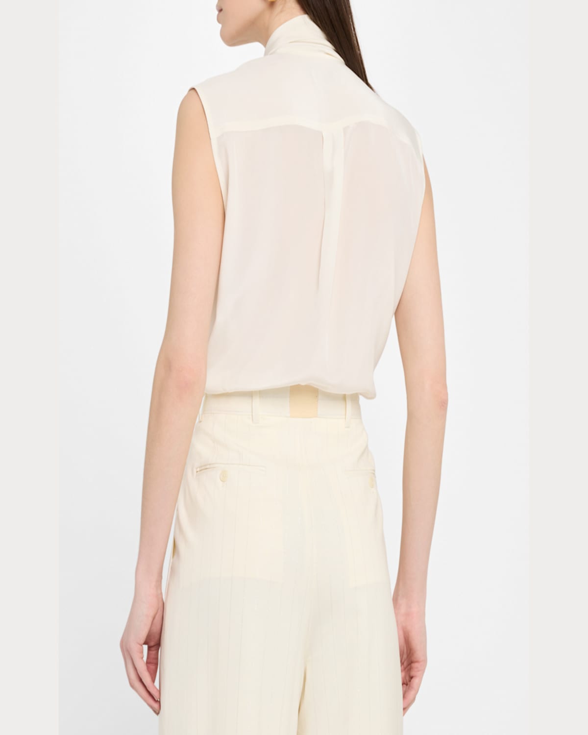 Salon 1884 Basso Lavellire Silk Crepe De Chine Blouse In Perla