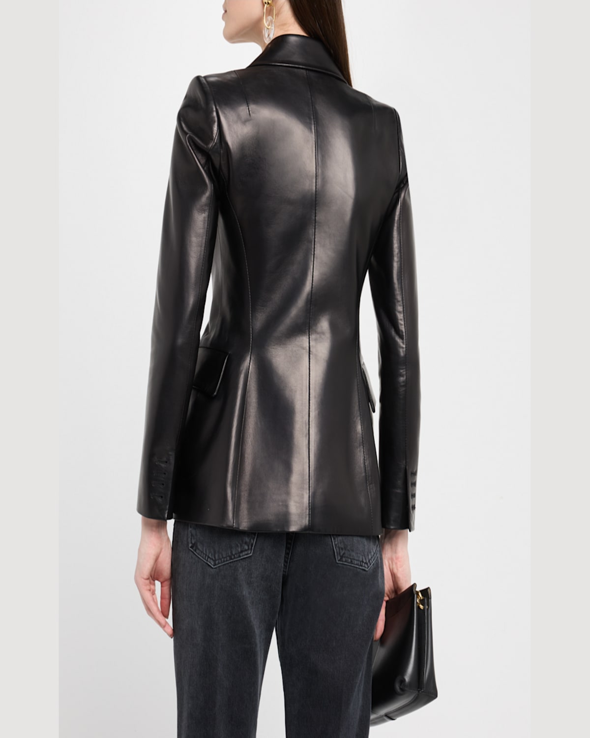 Salon 1884 Morelli Leather Single-breasted Bar Jacket In Black