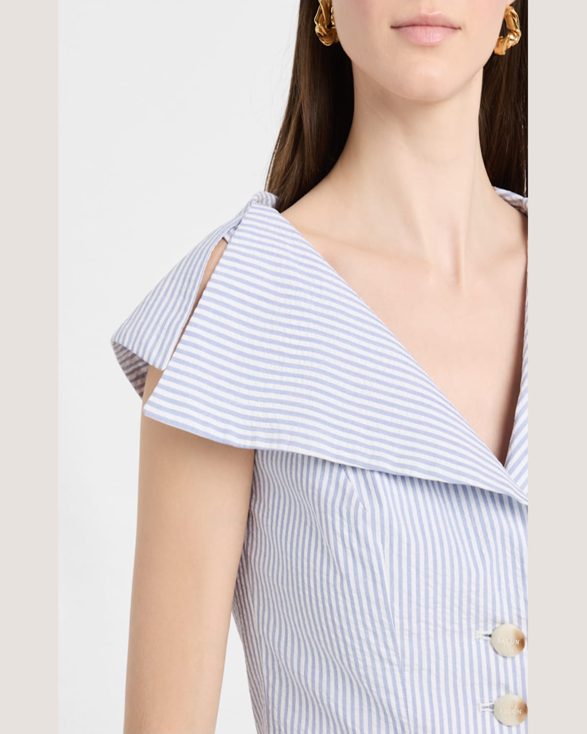 Salon 1884 Jacopo Seersucker Sailor Top In Cielo Stripe