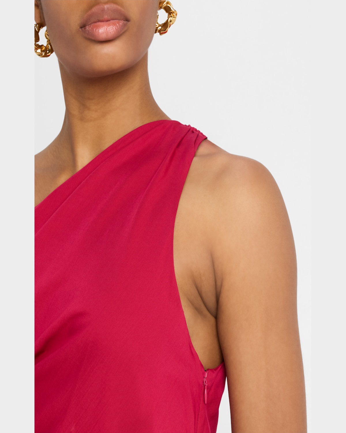 Faithfull The Brand Laureles One-shoulder Ruched Maxi Dress In Raspberry In Raspberry