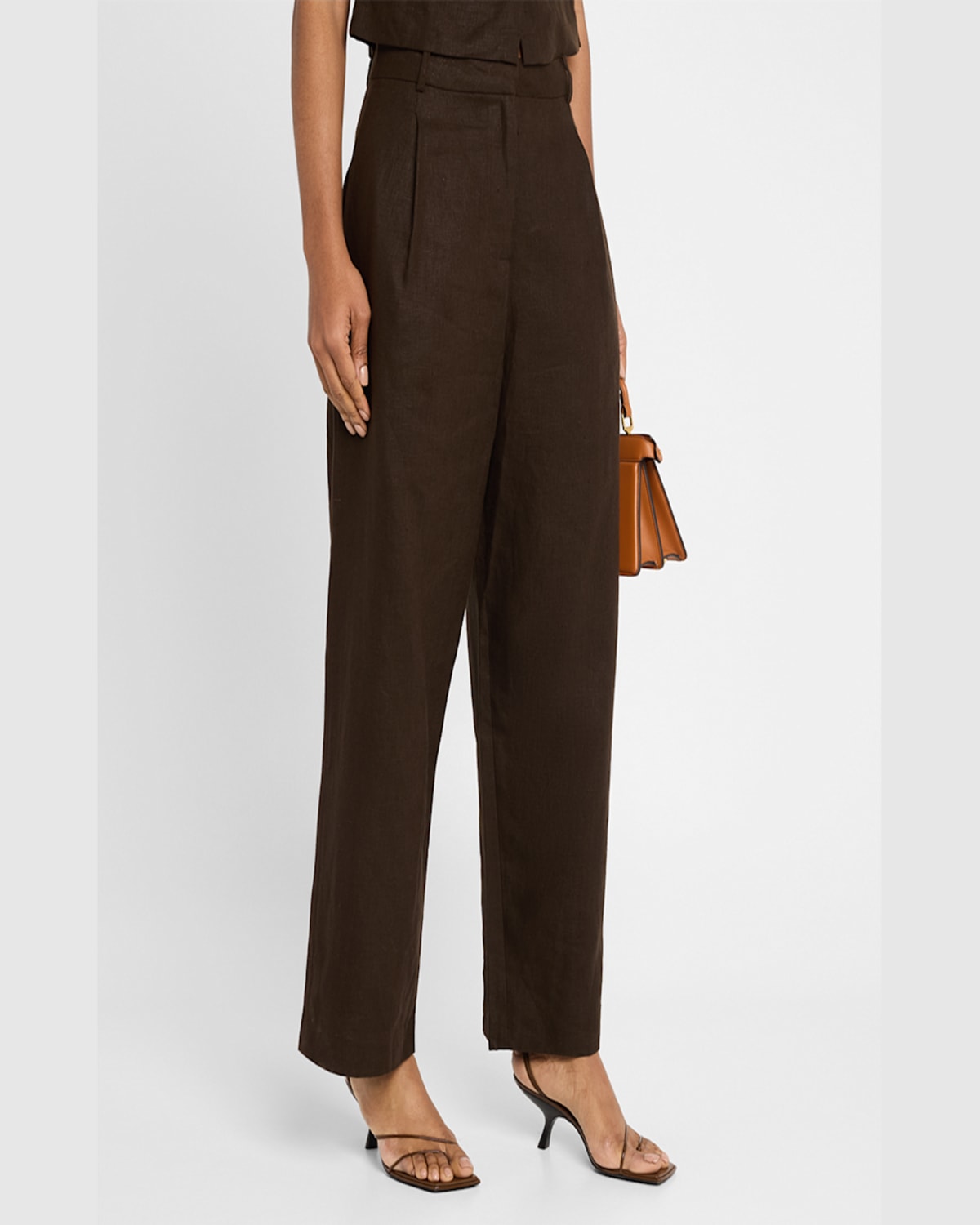Faithfull The Brand Stevie Straight Linen Trousers In Coffee