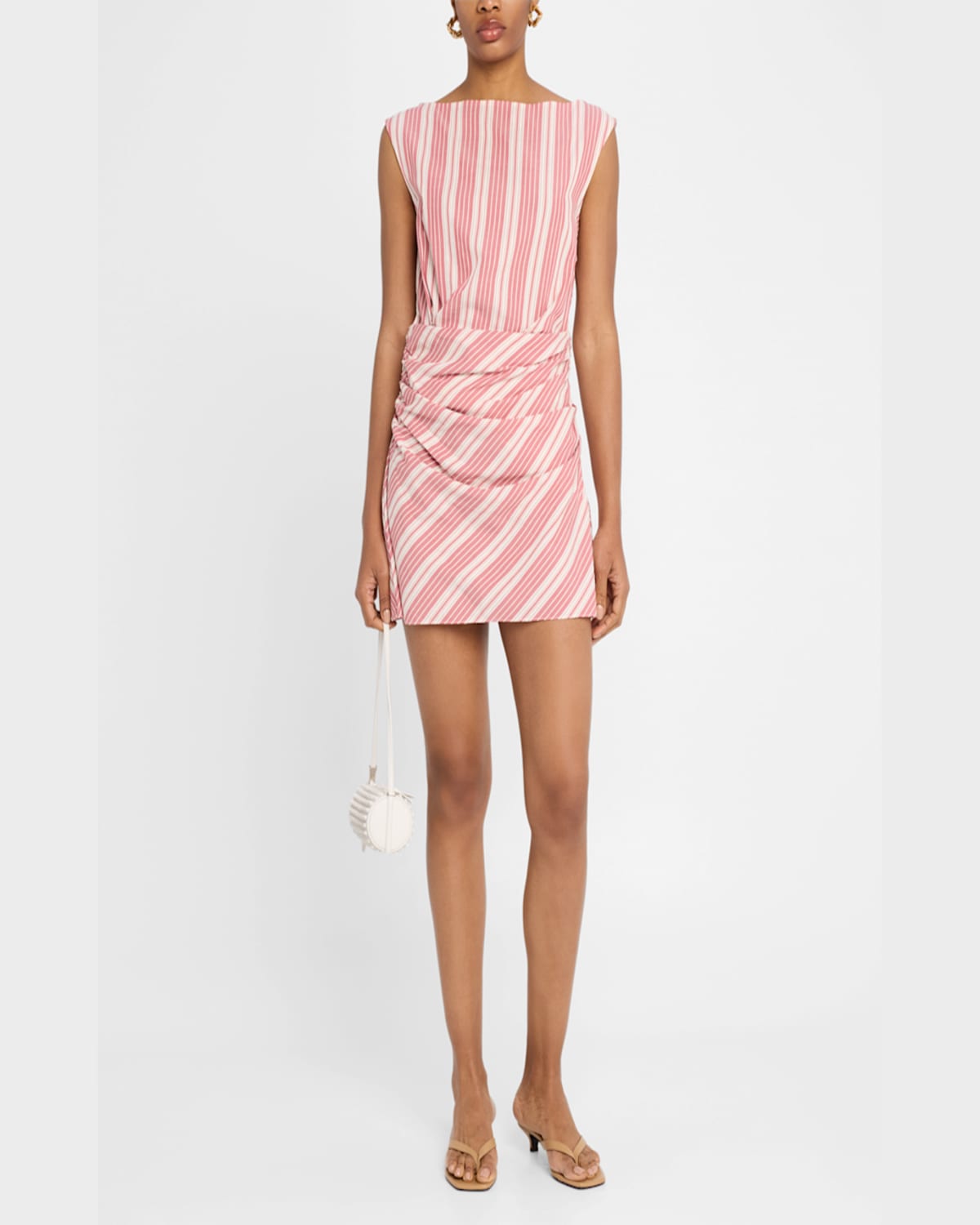 Faithfull The Brand Reign Stripe Draped Mini Dress In Cherry Stripe