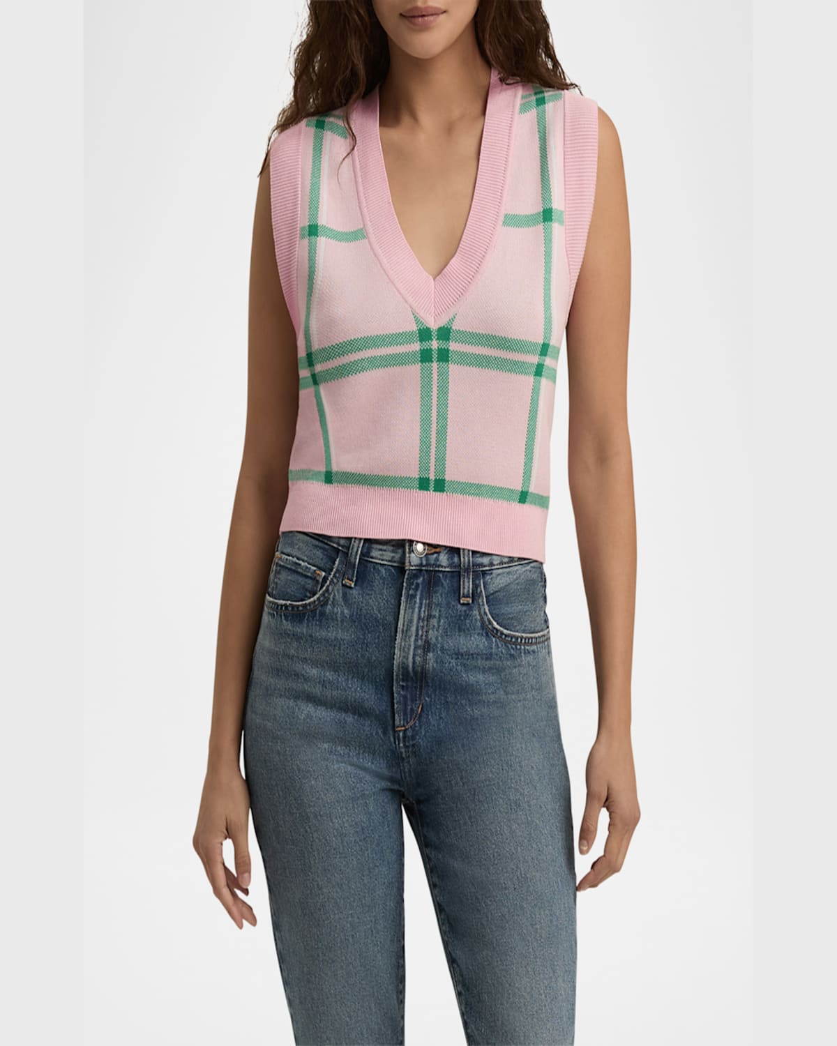 Favorite Daughter The Veronica Plaid Sweater Vest In Wisteria Plaid