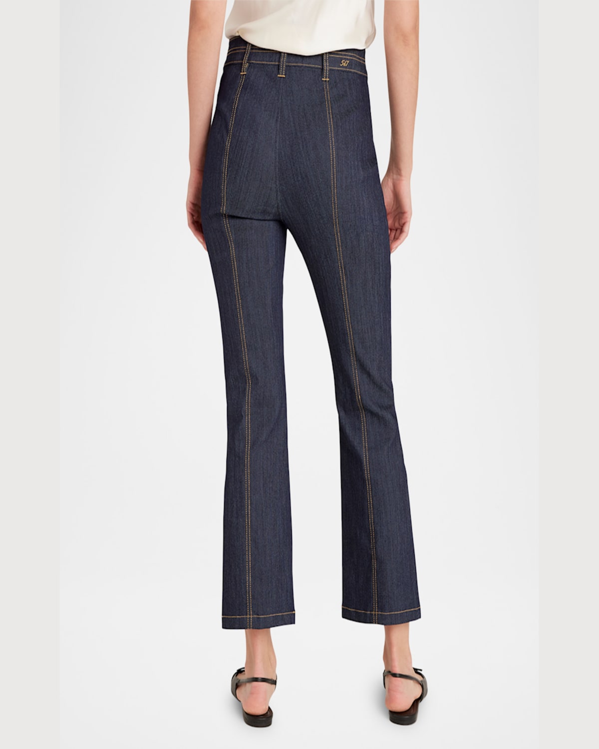 Cinq À Sept Dorothea Denim Patch Pocket Pants In Indigo