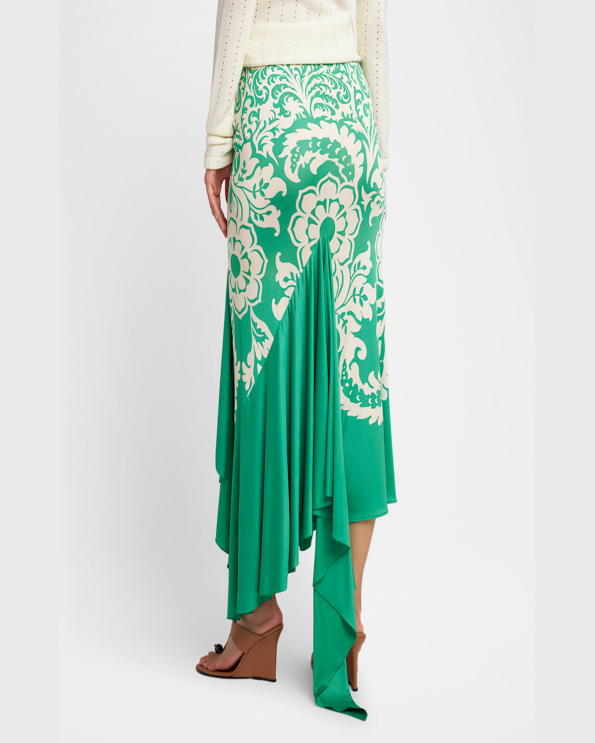 Etro Printed Draped Ruffle Maxi Skirt