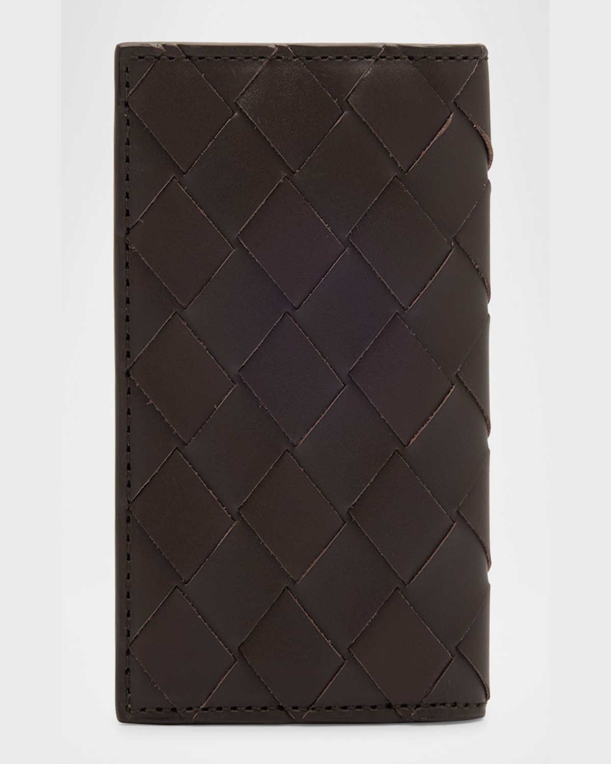 Bottega Veneta Men's Intrecciato Leather Flap Card Case In Truffle