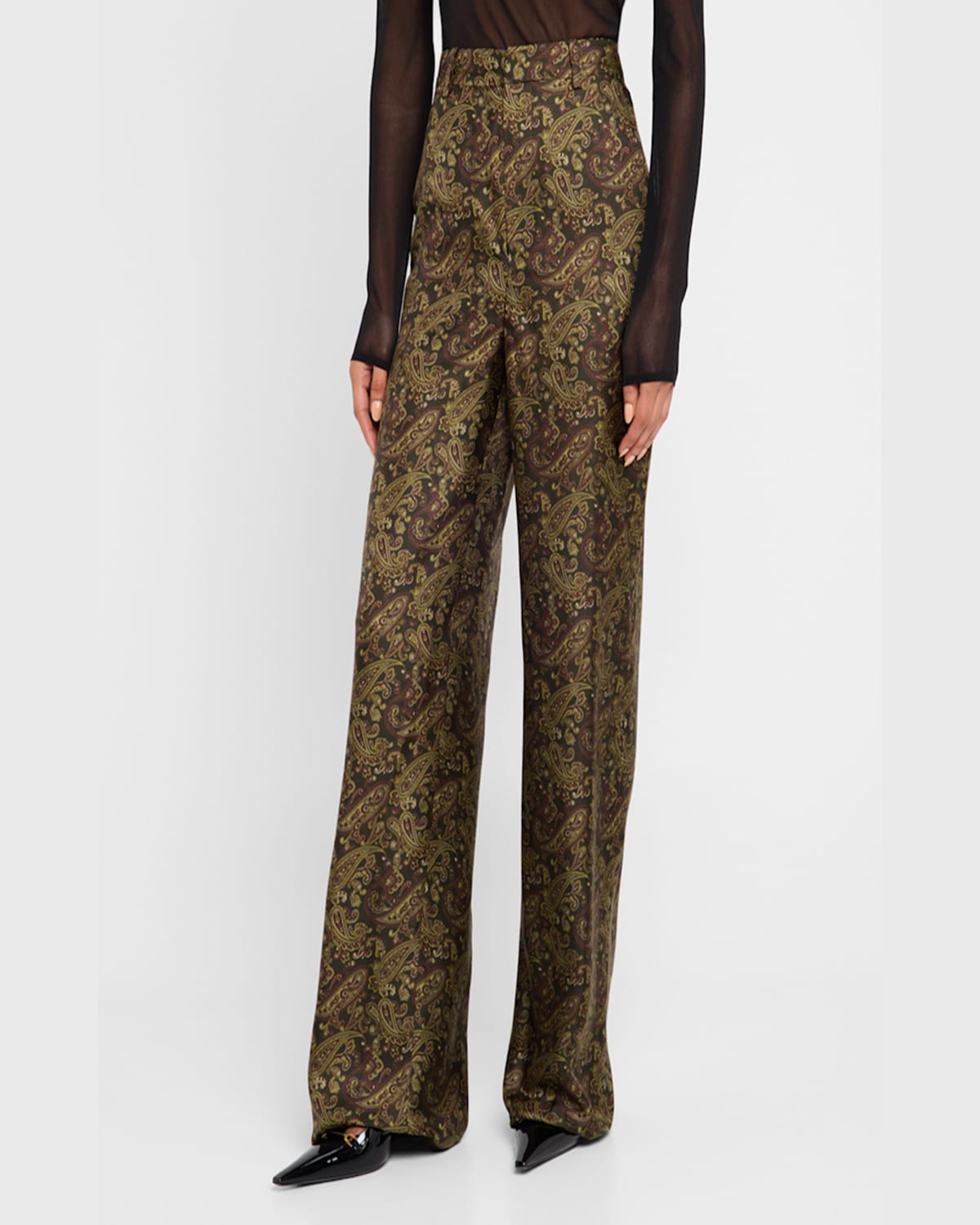 パンツ SAINT LAURENT PAISLEY PRINT TWILL PANTS Saint Laurent Paisley-Print Twill Silk Trousers | Sendegaro IT