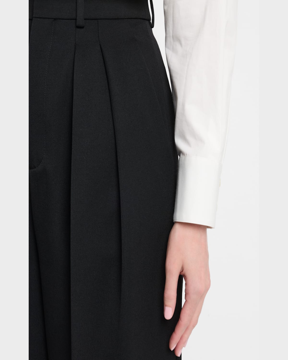 Saint Laurent Wide-leg Trousers In Grain De Poudre In Noir