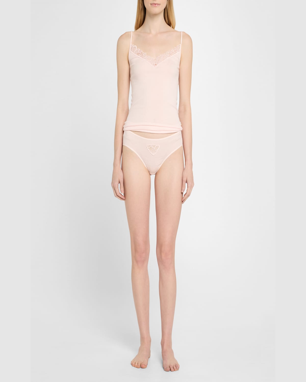 Hanro Belina Cotton V Neck Spaghetti Camisole In Rosewater