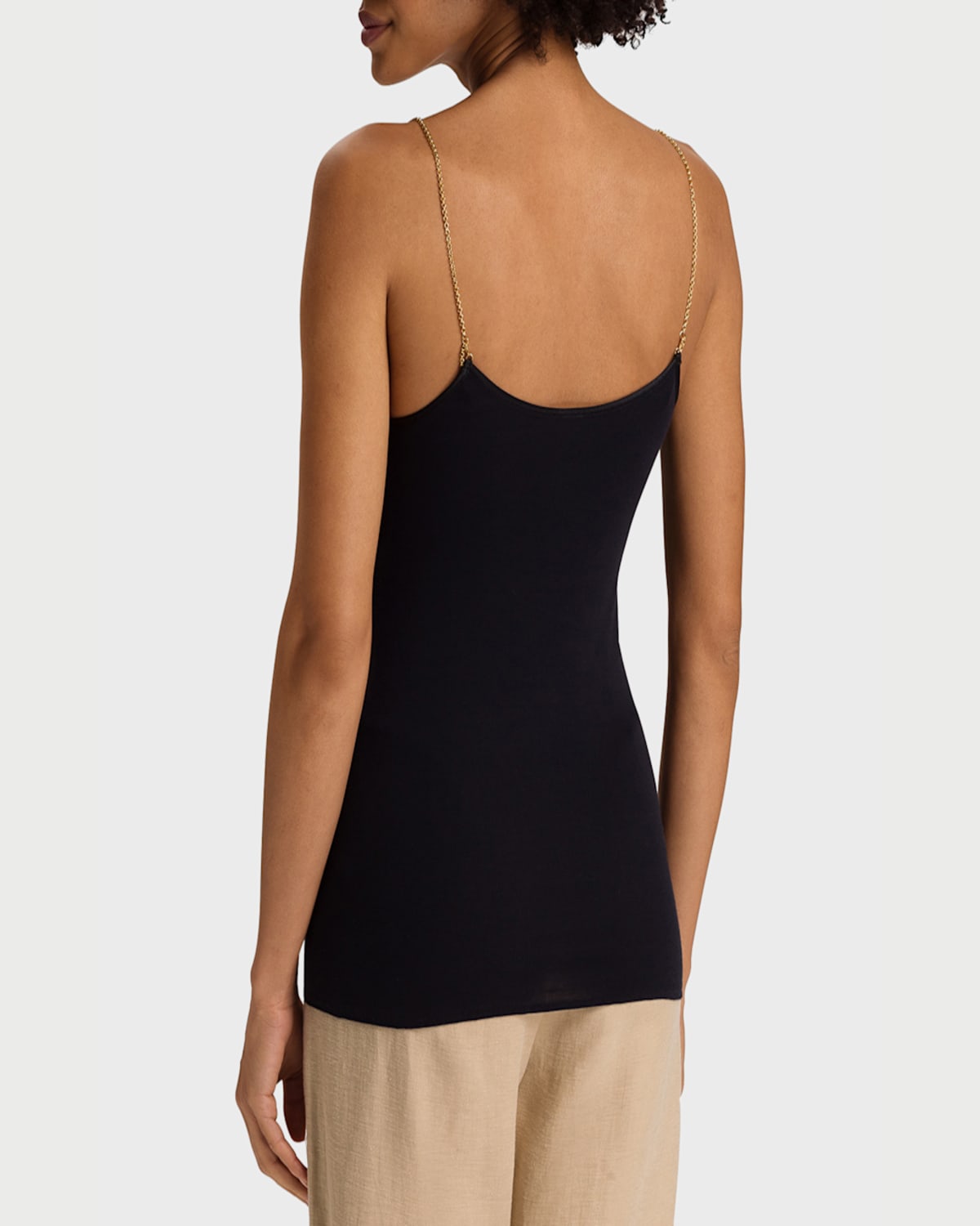 Hanro Chain-strap Cotton Cami In Black