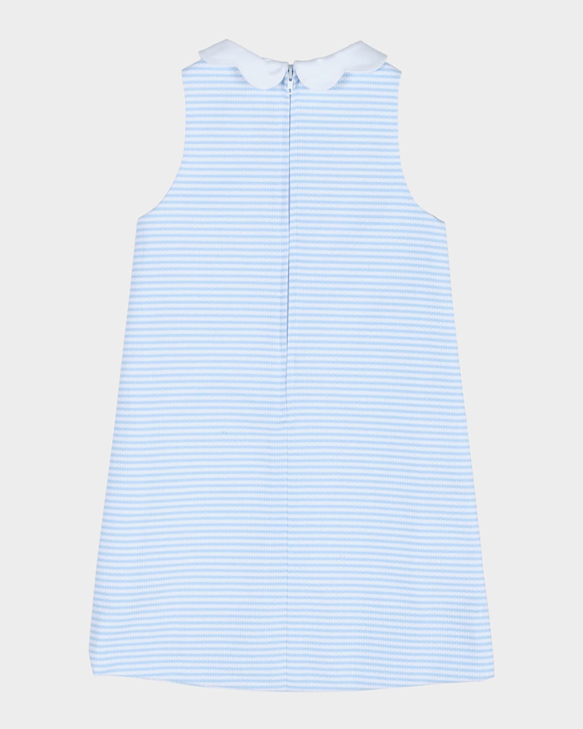 FLORENCE EISEMAN GIRL'S STRIPED DRESS W/ FLORAL APPLIQUES 