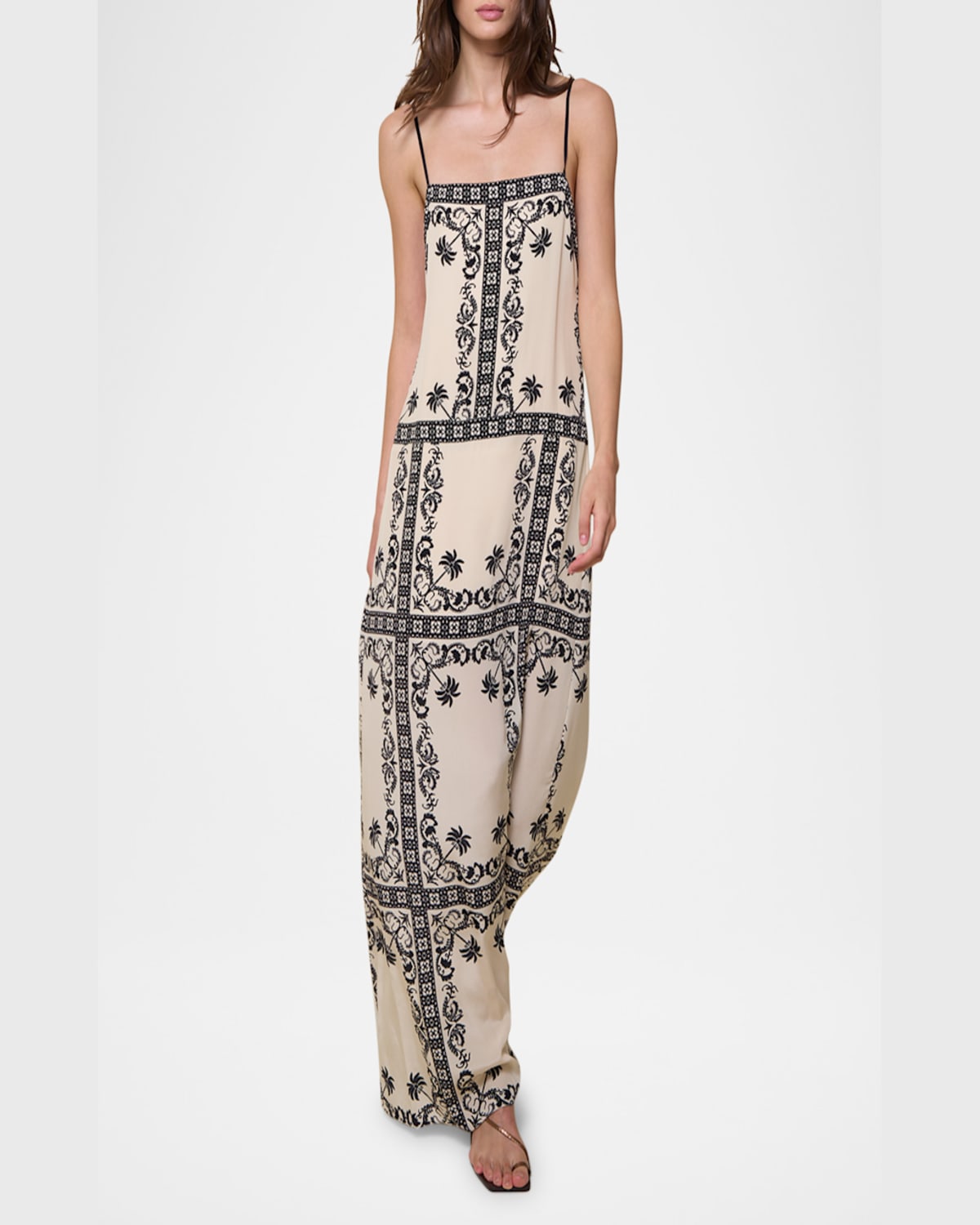 Shop Johanna Ortiz Reinvention Sleeveless Silk Maxi Dress In Tropicalismo Andaluz Ecrublack