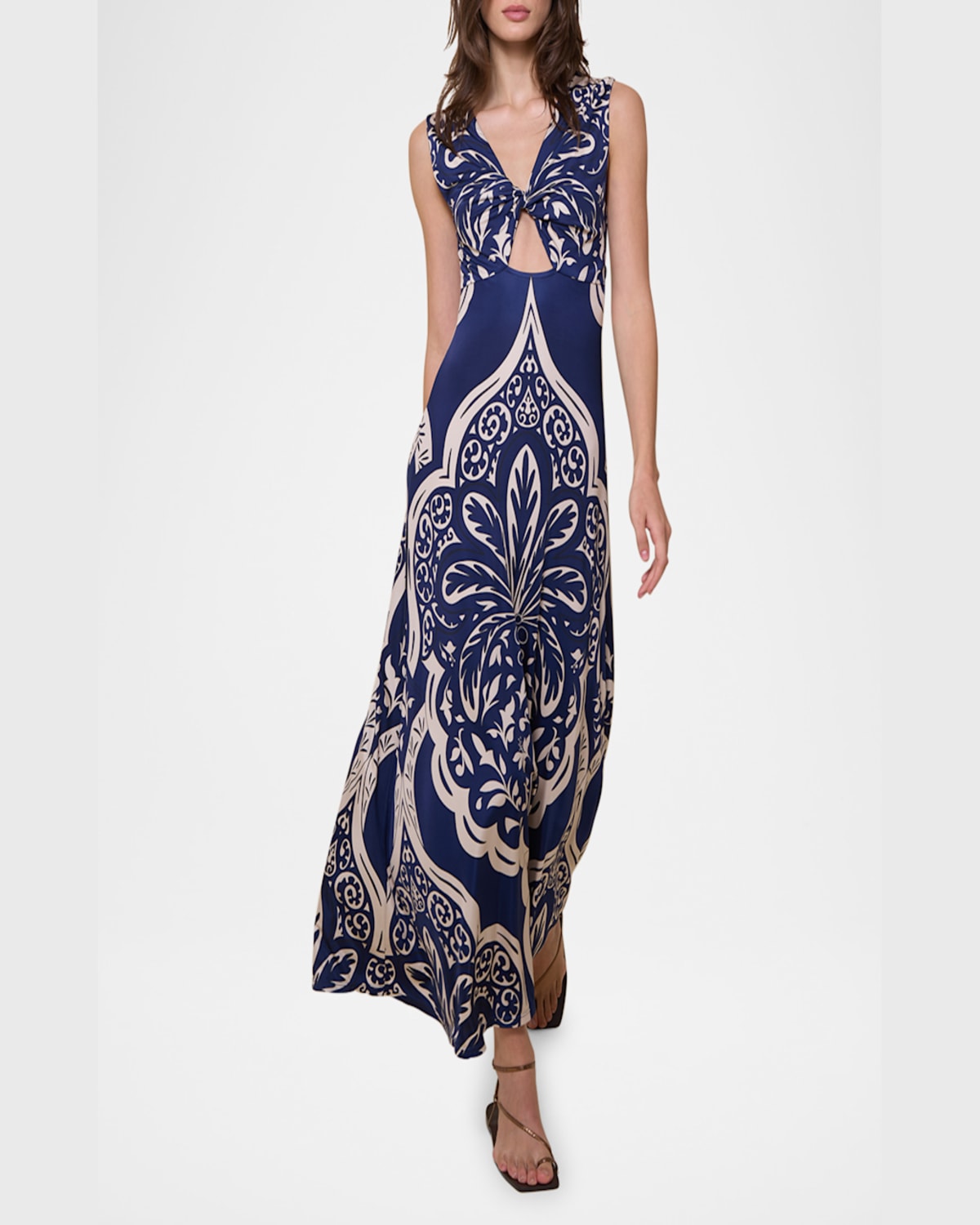 Johanna Ortiz Voyage Reversible Jersey Maxi Dress In Palma Sevillana Navy/ecru