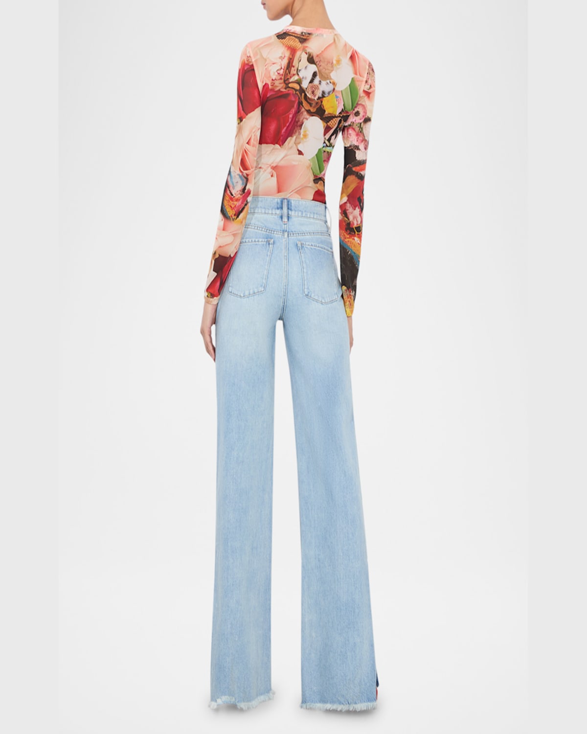 Alice And Olivia X Kelly Dabbah Delaina Mesh Long-sleeve Top In Thrive