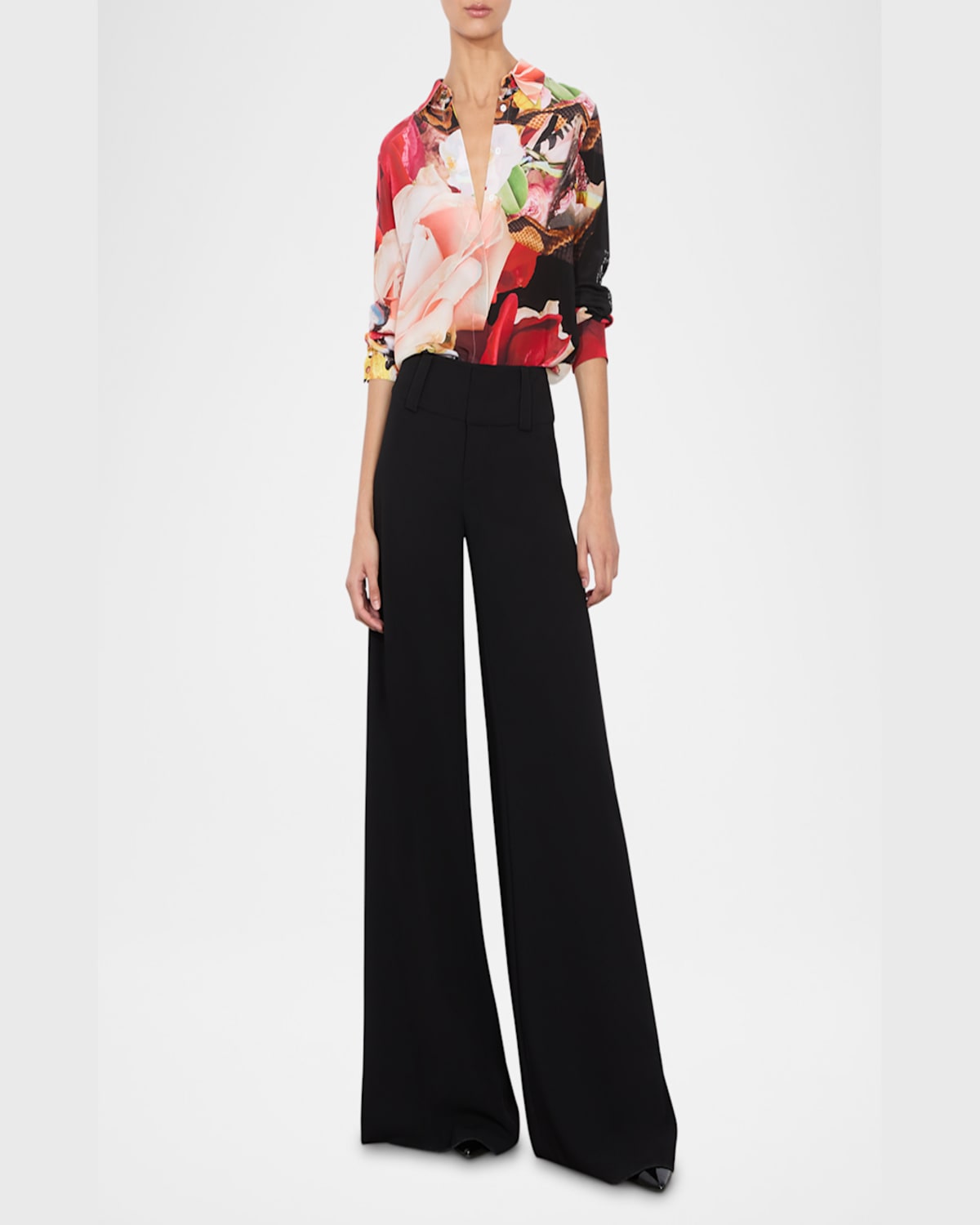 Alice And Olivia X Kelly Dabbah Willa Placket Top In Thrive