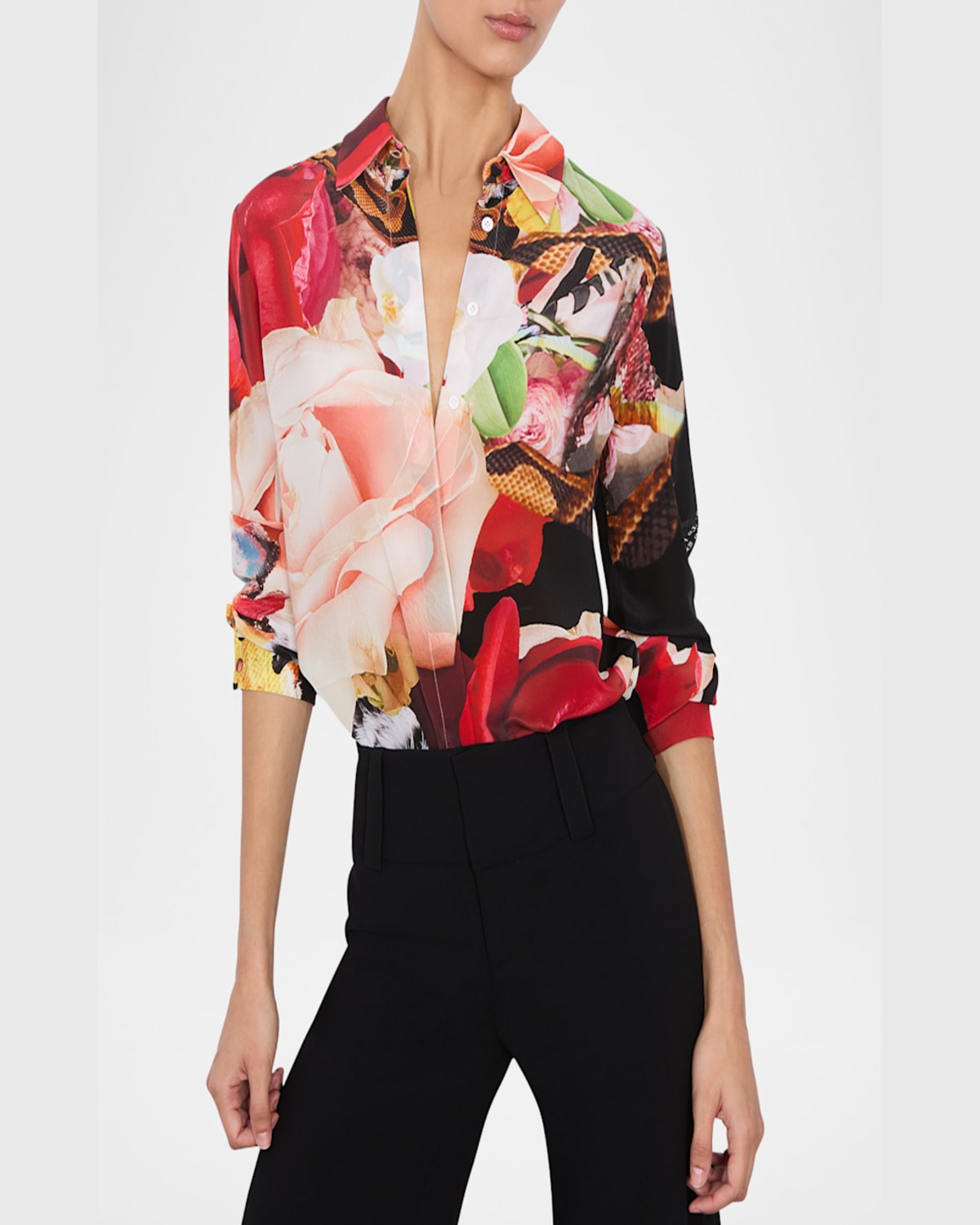 Alice And Olivia X Kelly Dabbah Willa Placket Top In Thrive