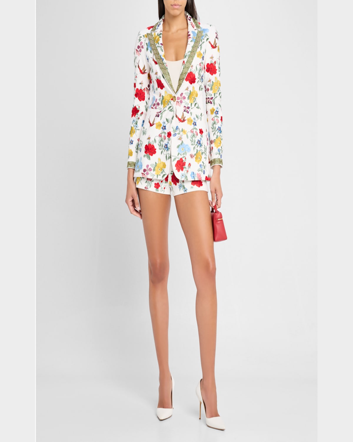 Shop Alice And Olivia Breann Embroidered Fitted Blazer In Dollhouse