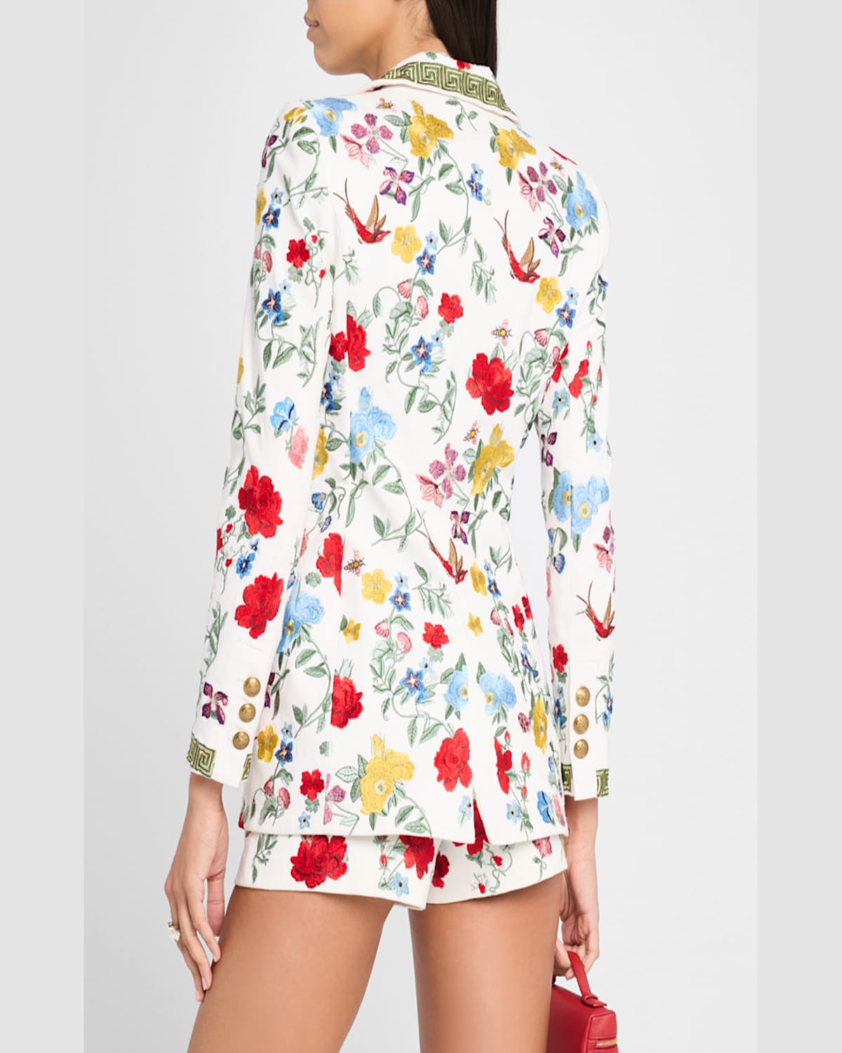 Shop Alice And Olivia Breann Embroidered Fitted Blazer In Dollhouse