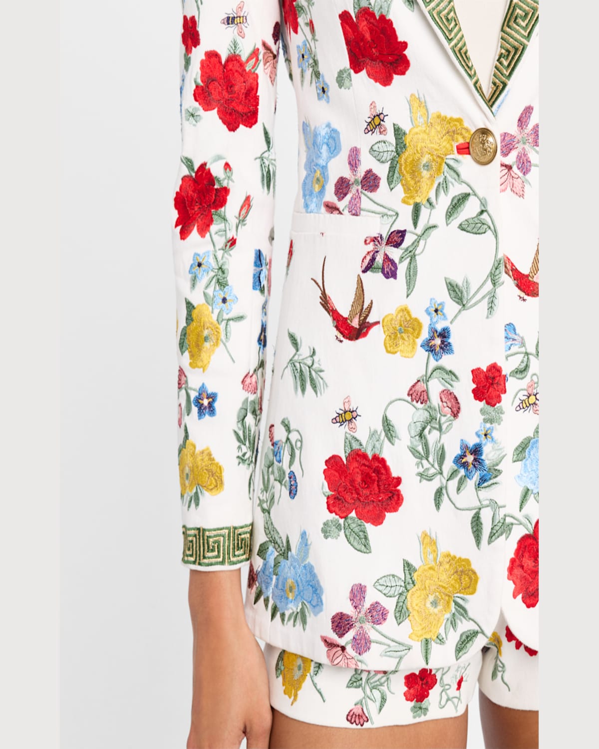 Shop Alice And Olivia Breann Embroidered Fitted Blazer In Dollhouse