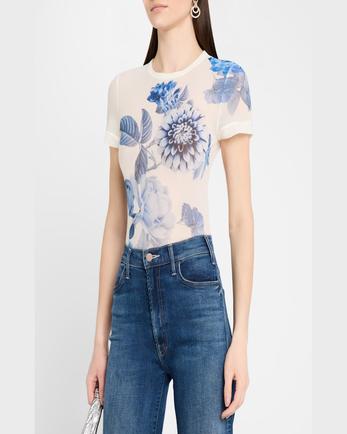 Alice And Olivia Tess Crewneck Tee In Affection Small