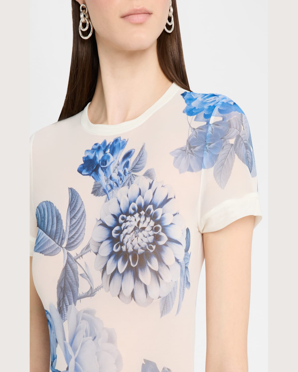 Alice And Olivia Tess Crewneck Tee In Affection Small