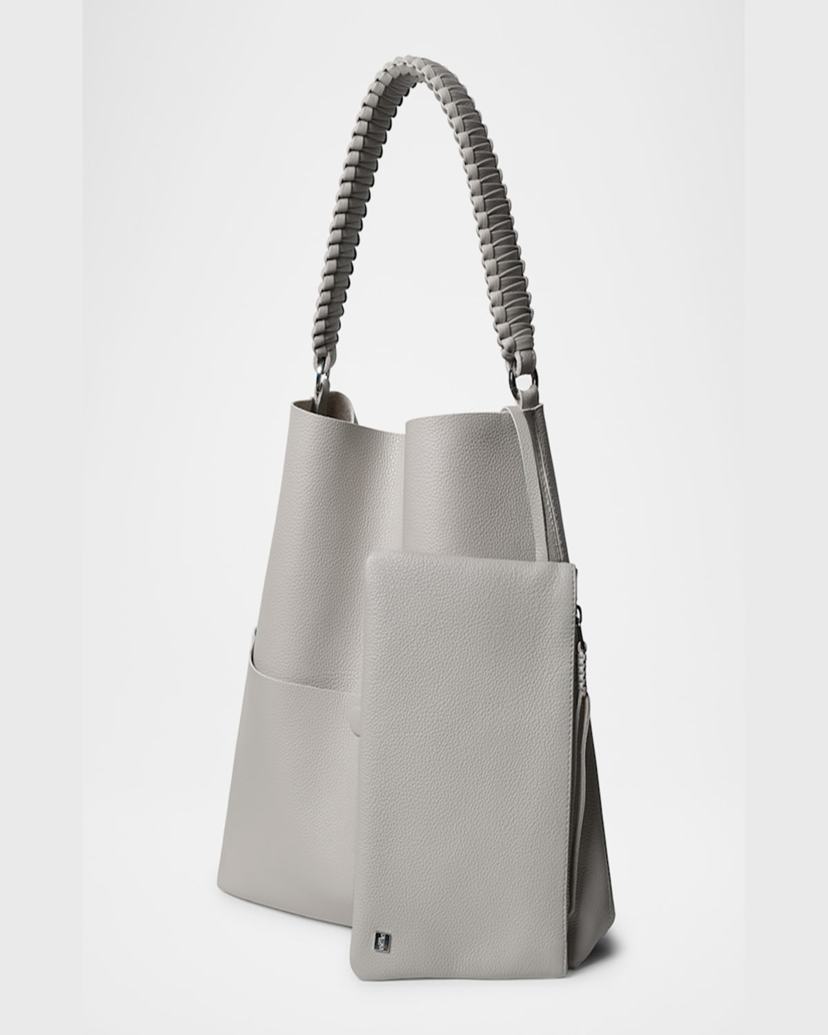 Callista Duo Slim Medium Grained Leather Tote Bag In Oat