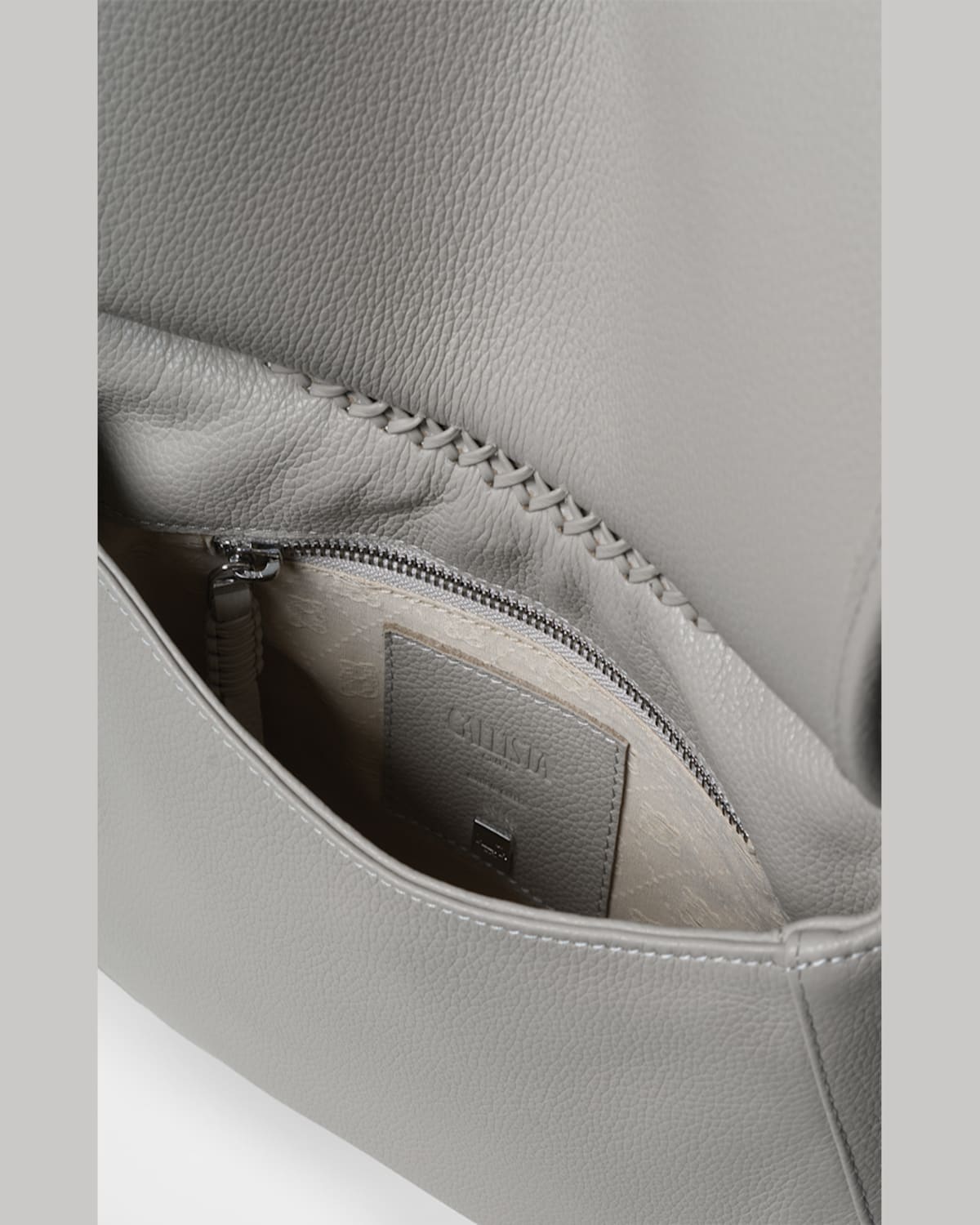 Callista Medium Saddle Grained Leather Crossbody Bg In Oat
