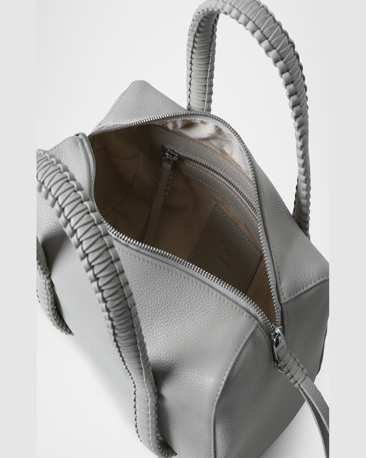 Callista Medium Bowling Leather Top-handle Bag In Oat